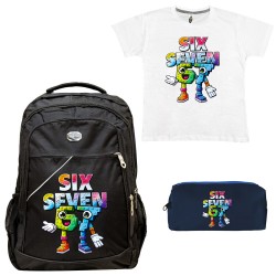 ΠΑΙΔΙΚΟ ΣΧΟΛΙΚΟ ΣΕΤ ΤΣΑΝΤΑ-ΚΑΣΕΤΙΝΑ + ΔΩΡΟ T-SHIRT SIX SEVEN
