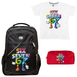 ΠΑΙΔΙΚΟ ΣΧΟΛΙΚΟ ΣΕΤ ΤΣΑΝΤΑ-ΚΑΣΕΤΙΝΑ + ΔΩΡΟ T-SHIRT SIX SEVEN