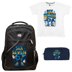 ΠΑΙΔΙΚΟ ΣΧΟΛΙΚΟ ΣΕΤ ΤΣΑΝΤΑ-ΚΑΣΕΤΙΝΑ + ΔΩΡΟ T-SHIRT SIX SEVEN
