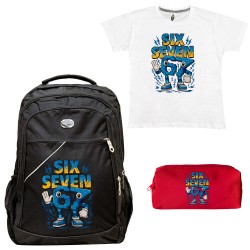 ΠΑΙΔΙΚΟ ΣΧΟΛΙΚΟ ΣΕΤ ΤΣΑΝΤΑ-ΚΑΣΕΤΙΝΑ + ΔΩΡΟ T-SHIRT SIX SEVEN