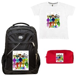 ΠΑΙΔΙΚΟ ΣΧΟΛΙΚΟ ΣΕΤ ΤΣΑΝΤΑ-ΚΑΣΕΤΙΝΑ + ΔΩΡΟ T-SHIRT SPRUNKI