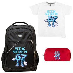 ΠΑΙΔΙΚΟ ΣΧΟΛΙΚΟ ΣΕΤ ΤΣΑΝΤΑ-ΚΑΣΕΤΙΝΑ + ΔΩΡΟ T-SHIRT SIX SEVEN
