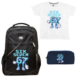 ΠΑΙΔΙΚΟ ΣΧΟΛΙΚΟ ΣΕΤ ΤΣΑΝΤΑ-ΚΑΣΕΤΙΝΑ + ΔΩΡΟ T-SHIRT SIX SEVEN