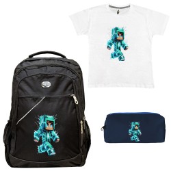 ΠΑΙΔΙΚΟ ΣΧΟΛΙΚΟ ΣΕΤ ΤΣΑΝΤΑ-ΚΑΣΕΤΙΝΑ + ΔΩΡΟ T-SHIRT MINE