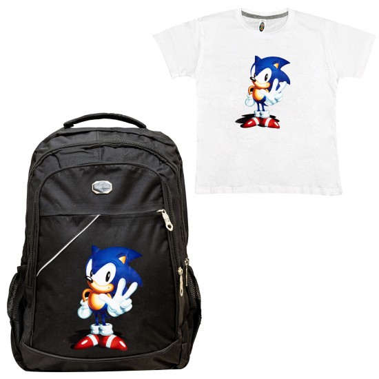 ΠΑΙΔΙΚΗ ΣΧΟΛΙΚΗ ΤΣΑΝΤΑ SONIC + ΔΩΡΟ T-SHIRT