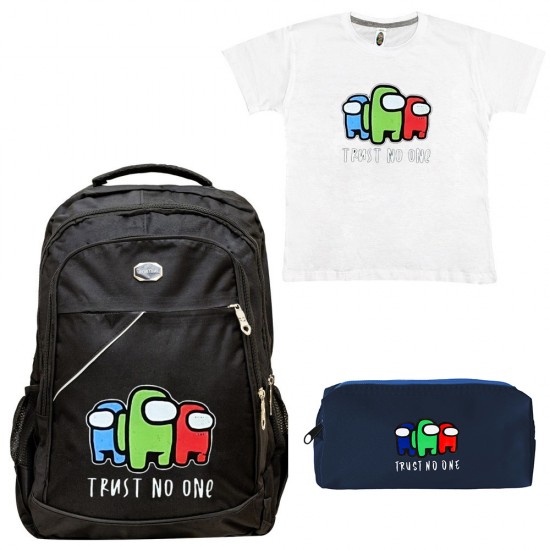 ΠΑΙΔΙΚΟ ΣΧΟΛΙΚΟ ΣΕΤ ΤΣΑΝΤΑ-ΚΑΣΕΤΙΝΑ + ΔΩΡΟ T-SHIRT AMONG US